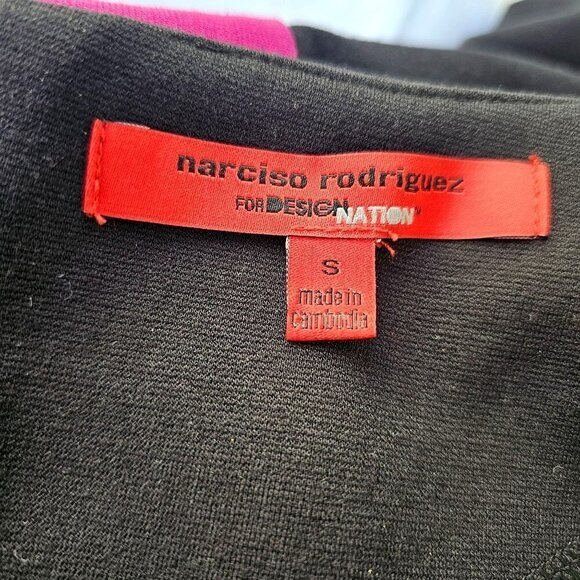 Narciso Rodriguez Shift Dress Color Block Knit Cap Sleeve Hand Pockets Womens S - Picture 5 of 11